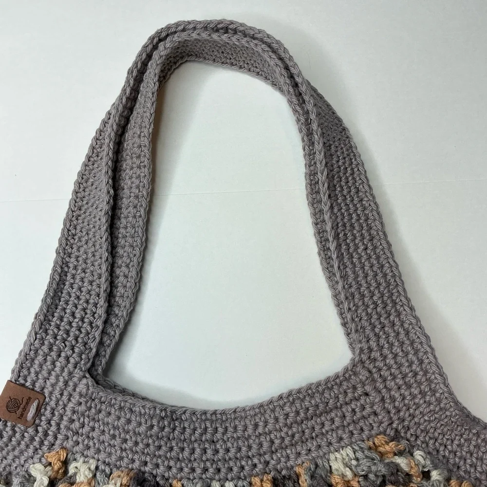 Large Crochet Mesh Market Bag Cotton and Acrylic Handcrafted‎ Handmade Reusable